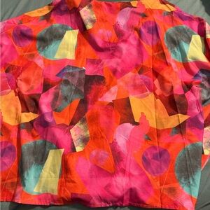 SHEIN Colorful Abstract Blouse - Pink, Orange, Yellow, Blue